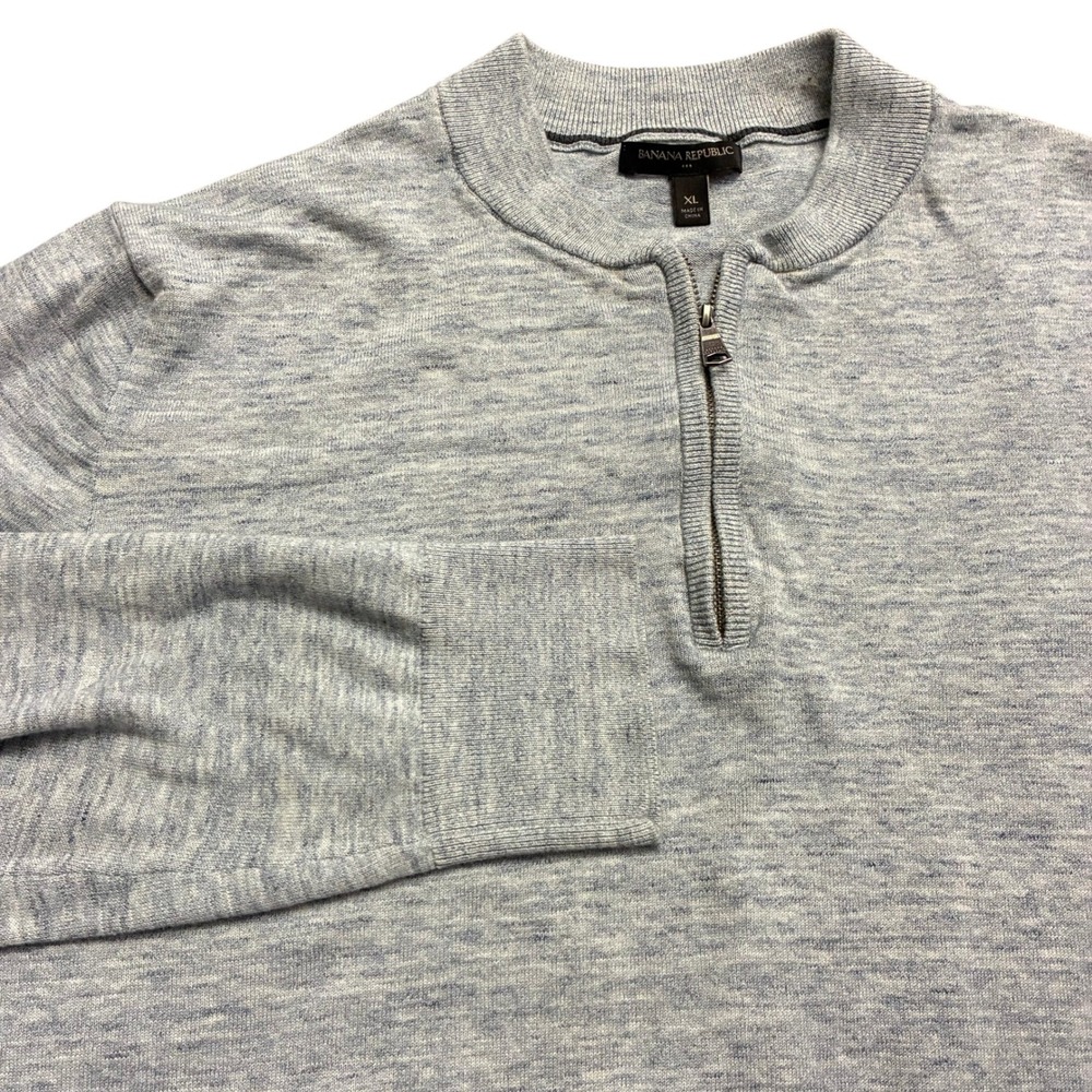 Banana Republic Mens XL Gray Heathered 1/4 Zip Long Sleeve Casual Preppy Sweater